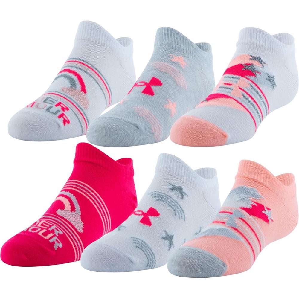 imageUnder Armour Kids Essential 20 Lightweight No Show Socks 6PairsPink SandsWhiteHalo Gray