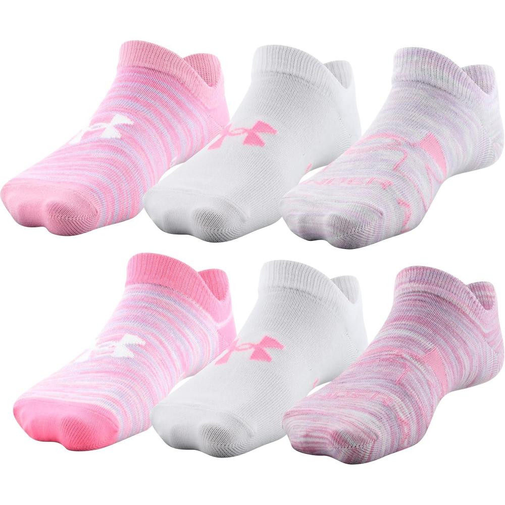 imageUnder Armour Kids Essential 20 Lightweight No Show Socks 6PairsPrime PinkWhite Assorted