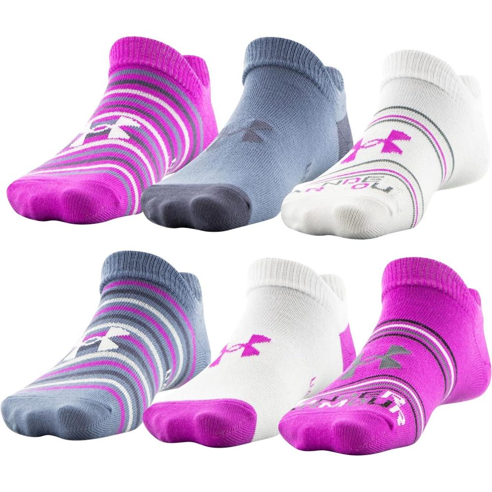 imageUnder Armour Kids Essential 20 Lightweight No Show Socks 6PairsStrobe Purple Assorted