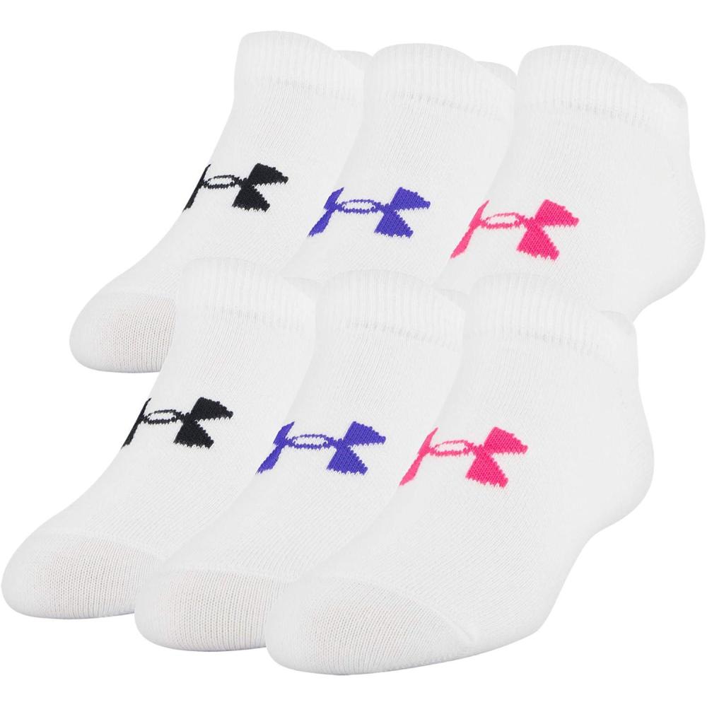 imageUnder Armour Kids Essential 20 Lightweight No Show Socks 6PairsWhite Penta Pink Assorted