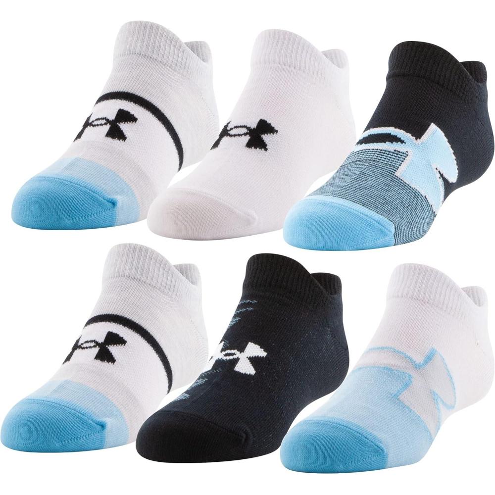 imageUnder Armour Kids Essential 20 Lightweight No Show Socks 6PairsWhiteBlackHalo Gray