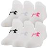 imageUnder Armour Kids Essential 20 Lightweight No Show Socks 6PairsWhiteCerise Assorted