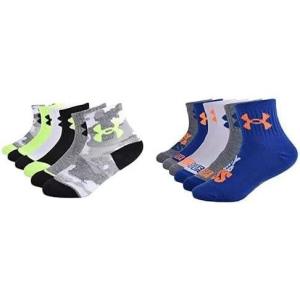 imageUnder Armour Boys Multi Pack Quarter SockGrey Camo  Royal Blue Orange