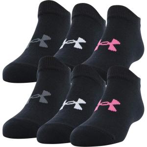 imageUnder Armour Kids Essential 20 Lightweight No Show Socks 6PairsBlackCerise Assorted