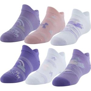 imageUnder Armour Kids Essential 20 Lightweight No Show Socks 6PairsOctaneWhiteVivid Lilac