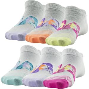 imageUnder Armour Kids Essential 20 Lightweight No Show Socks 6PairsWhiteRebel Pink Assorted
