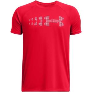 imageUnder Armour Boys Tech Stadium Lights Short Sleeve T Shirt600 Red   White