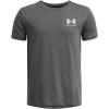 imageUnder Armour Boys Sportstyle Left Chest ShortSleeve TShirt025 Castlerock Medium Heather   White