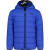 imageUnder Armour Boys Pronto Puffer Jacket MidWeight Zip Up Closure Repels WaterTeam Royal  Reversible