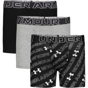imageUnder Armour Boys Performance Boxer Briefs Lightweight ampamp Smooth Stretch Fit3pack Performance Cottonwordmark