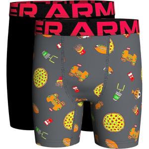 imageUnder Armour Boys Performance Boxer Briefs Lightweight ampamp Smooth Stretch FitFast Food Print