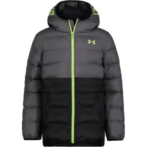 imageUnder Armour Boys Pronto Colorblock Puffer Jacket MidWeight Zip Up Closure Repels WaterCastlerock