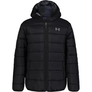 imageUnder Armour Boys Pronto Puffer Jacket MidWeight Zip Up Closure Repels WaterBlack Etch  Reversible