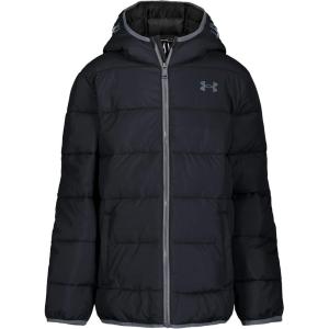 imageUnder Armour Boys Pronto Puffer Jacket MidWeight Zip Up Closure Repels WaterBlack Solid