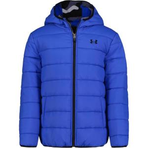 imageUnder Armour Boys Pronto Puffer Jacket MidWeight Zip Up Closure Repels WaterTeam Royal  Reversible