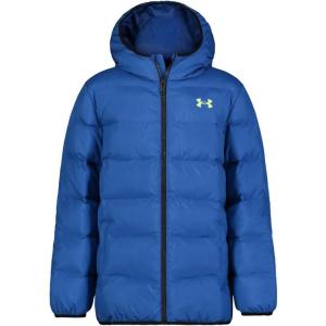 imageUnder Armour Boys Pronto Puffer Jacket MidWeight Zip Up Closure Repels WaterTech Blue