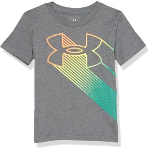 imageUnder Armour Boys Short Sleeve Shirt Crewneck Lightweight and BreathablePitch Gray Blaze Logo