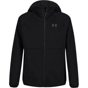 imageUnder Armour Boys Sim Softshell Jacket Hooded with Zipper Closure WaterResistant ampamp LightweightBlackBlack