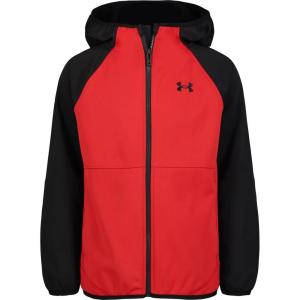 imageUnder Armour Boys Sim Softshell Jacket Hooded with Zipper Closure WaterResistant ampamp LightweightRed