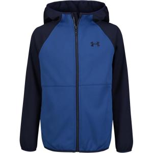 imageUnder Armour Boys Sim Softshell Jacket Hooded with Zipper Closure WaterResistant ampamp LightweightTech Blue