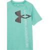 imageUnder Armour Boys Tech Split Logo Hybrid ShortSleeve TShirt508 Birdie Green   Black