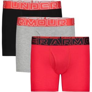 imageUnder Armour Boys Charged Stretch Boxer Jock Lightweight ampamp Smooth Stretch Fit3pack Performance Cottonred