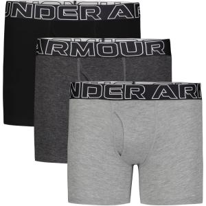 imageUnder Armour Boys Charged Stretch Boxer Jock Lightweight ampamp Smooth Stretch Fit3pack Performance Cottonsteel