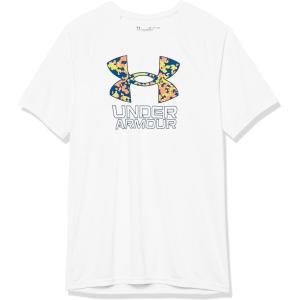 imageUnder Armour Boys Tech Hybrid Printed Fill ShortSleeve TShirt008 Gray Mist   Blue Mirage