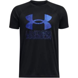 imageUnder Armour Boys Tech Hybrid Printed Fill ShortSleeve TShirt015 Black   Royal
