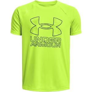 imageUnder Armour Boys Tech Hybrid Printed Fill ShortSleeve TShirt370 Lime Surge   Black