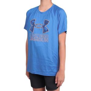 imageUnder Armour Boys Tech Hybrid Printed Fill ShortSleeve TShirt406 Photon Blue   Atomic