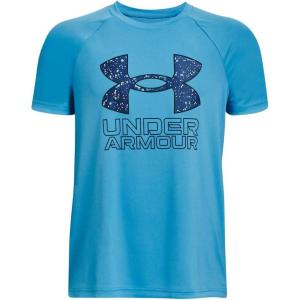 imageUnder Armour Boys Tech Hybrid Printed Fill ShortSleeve TShirt419 Capri   Petrol Blue