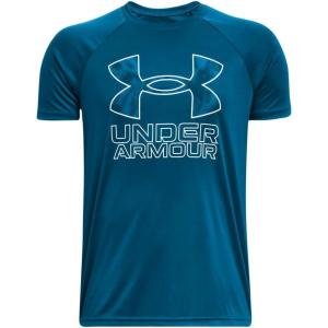 imageUnder Armour Boys Tech Hybrid Printed Fill ShortSleeve TShirt426 Varsity Blue   Halo Gray
