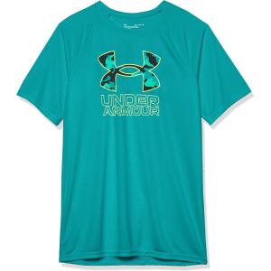 imageUnder Armour Boys Tech Hybrid Printed Fill ShortSleeve TShirt722 Coastal Teal   Lime Surge