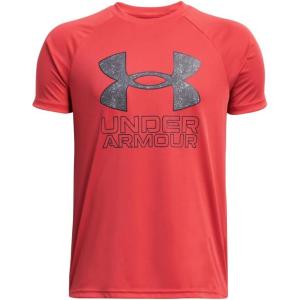 imageUnder Armour Boys Tech Hybrid Printed Fill ShortSleeve TShirt814 Red Solstice   Downpour Gray