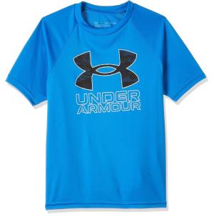 imageUnder Armour Boys Tech Hybrid Printed Fill ShortSleeve TShirtBlue Circuit 436Halo Gray