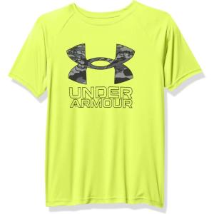 imageUnder Armour Boys Tech Hybrid Printed Fill ShortSleeve TShirtHighvis Yellow 732Halo Gray