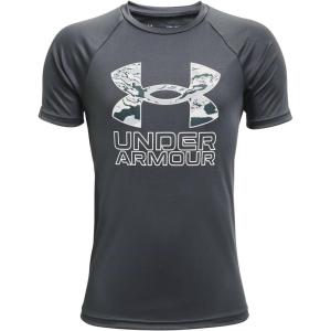 imageUnder Armour Boys Tech Hybrid Printed Fill ShortSleeve TShirtPitch Gray 012Washed Blue