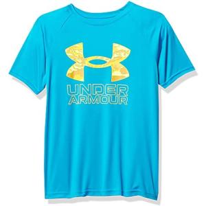 imageUnder Armour Boys Tech Hybrid Printed Fill ShortSleeve TShirtRadar Blue 422Omega Orange