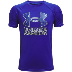 imageUnder Armour Boys Tech Hybrid Printed Fill ShortSleeve TShirtUltra Indigo 409Highvis Yellow