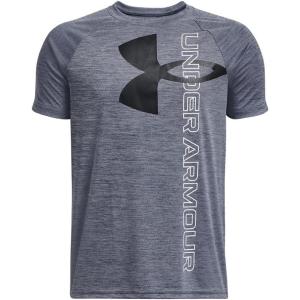 imageUnder Armour Boys Tech Split Logo Hybrid ShortSleeve TShirt044 Downpour Gray   Black