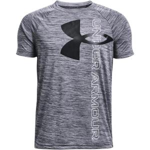 imageUnder Armour Boys Tech Split Logo Hybrid ShortSleeve TShirt410 Midnight Navy   Black
