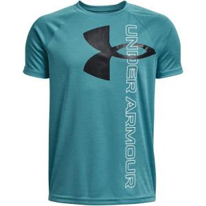 imageUnder Armour Boys Tech Split Logo Hybrid ShortSleeve TShirt433 Glacier Blue   Black