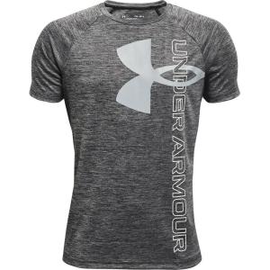 imageUnder Armour Boys Tech Split Logo Hybrid ShortSleeve TShirtBlack 001White