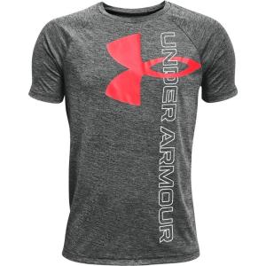 imageUnder Armour Boys Tech Split Logo Hybrid ShortSleeve TShirtBlack 002Beta