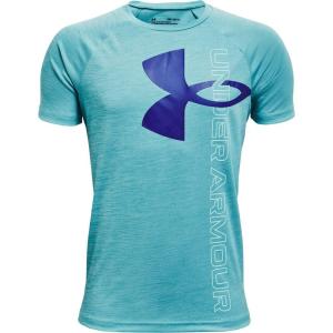 imageUnder Armour Boys Tech Split Logo Hybrid ShortSleeve TShirtCosmos 476Ultra Indigo