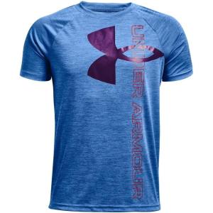 imageUnder Armour Boys Tech Split Logo Hybrid ShortSleeve TShirtVictory Blue 474Beta