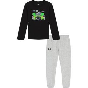 imageUnder Armour boys Long Sleeve Shirt and Jogger Set Durable Stretch and LightweightBlack Linux Scape