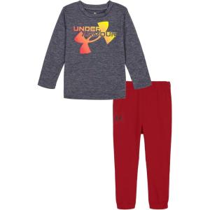 imageUnder Armour boys Long Sleeve Shirt and Jogger Set Durable Stretch and LightweightBlackRed Twist Logo