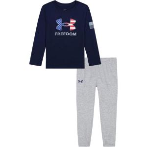 imageUnder Armour boys Long Sleeve Shirt and Jogger Set Durable Stretch and LightweightNavy Flag Fill